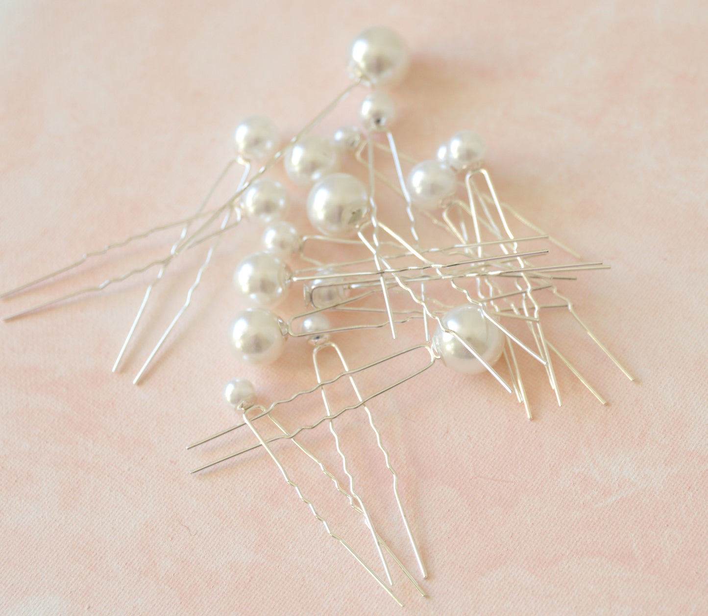Pearl hair pins lot, Bridal hair clips, Silver or Gold