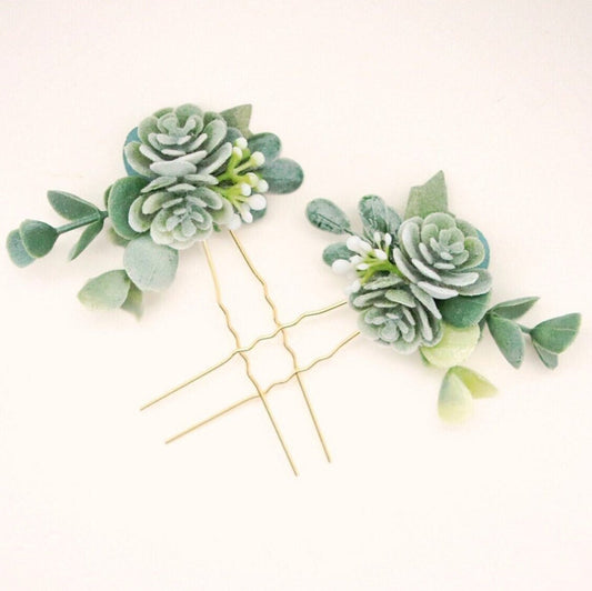 Mini succulent hair pins
