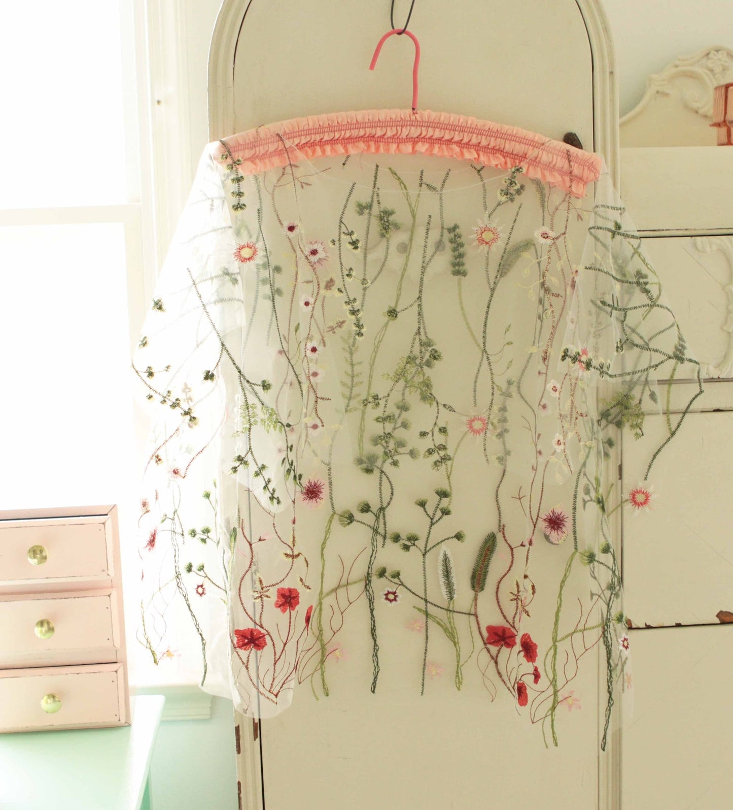 Wildflower embroidered bridal capelet