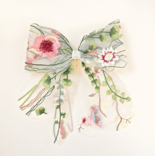 Mini wildflower embroidered bow