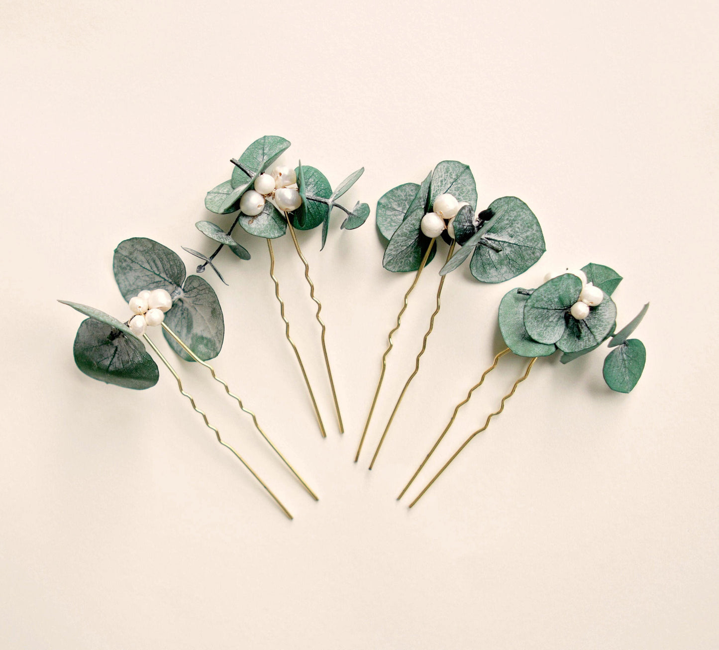 Eucalyptus pearl hair pins