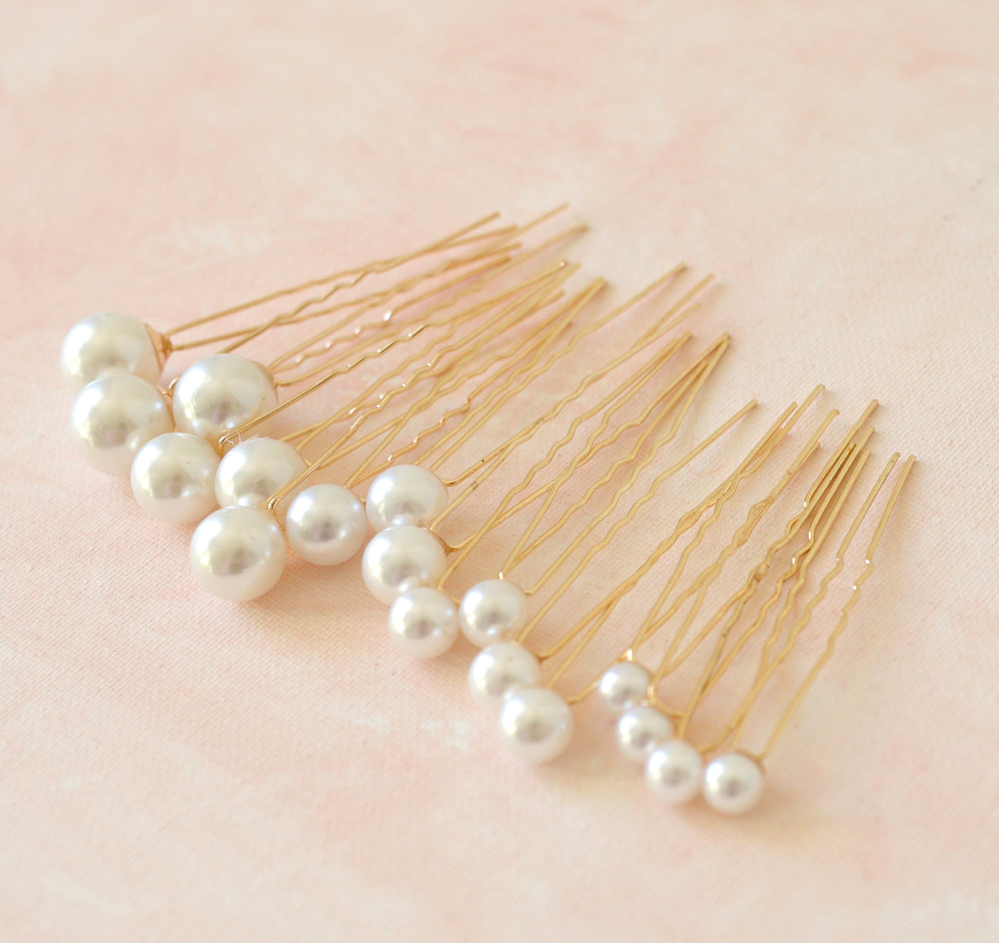 Pearl hair pins lot, Bridal hair clips, Silver or Gold